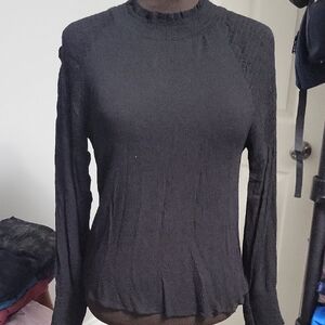 Medium Love Riche Black Long Sleeve Mock Neck Rayon Top